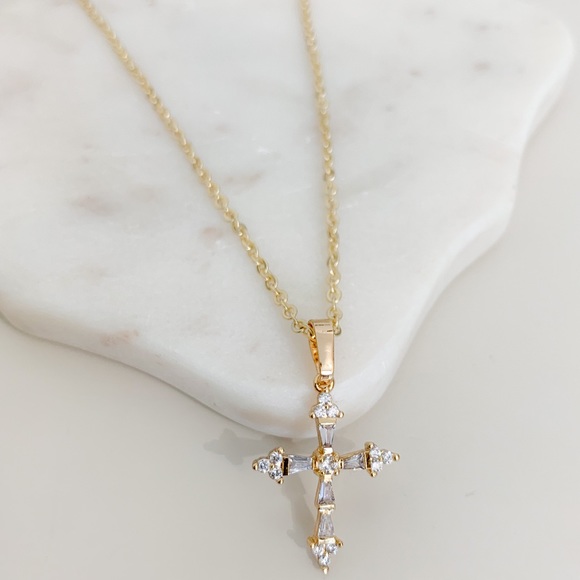 🎉HP🎉CZ Cross Necklace | 14k Gold Filled - Picture 4 of 9